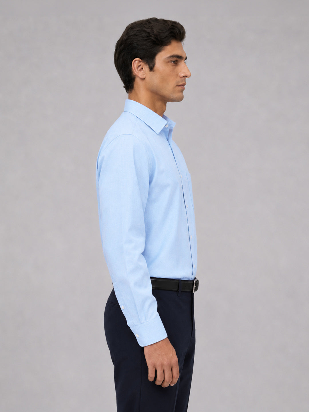Sky Blue Formal Oxford Cotton Shirt For Men