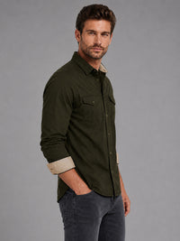 Pack Of 2 Cargo Style Khaki & Bottle Green Shirt