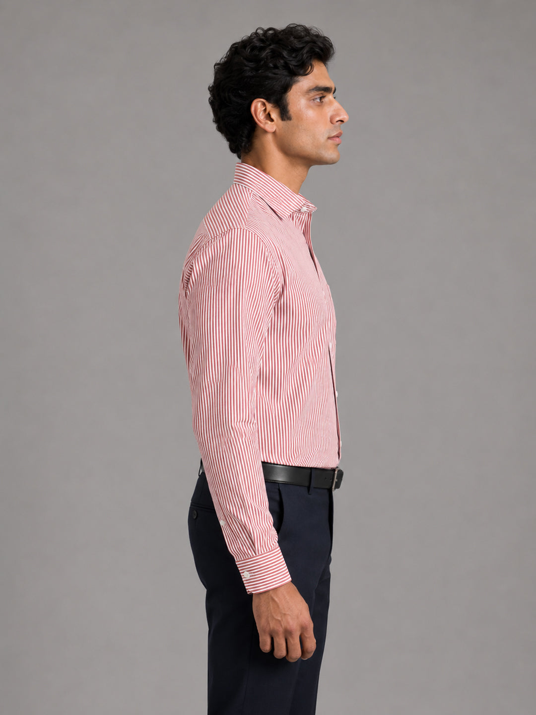 Bold Red Stripe Oxford Shirt For Men