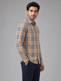 Mustard Tartan Check Cotton Shirt For Men
