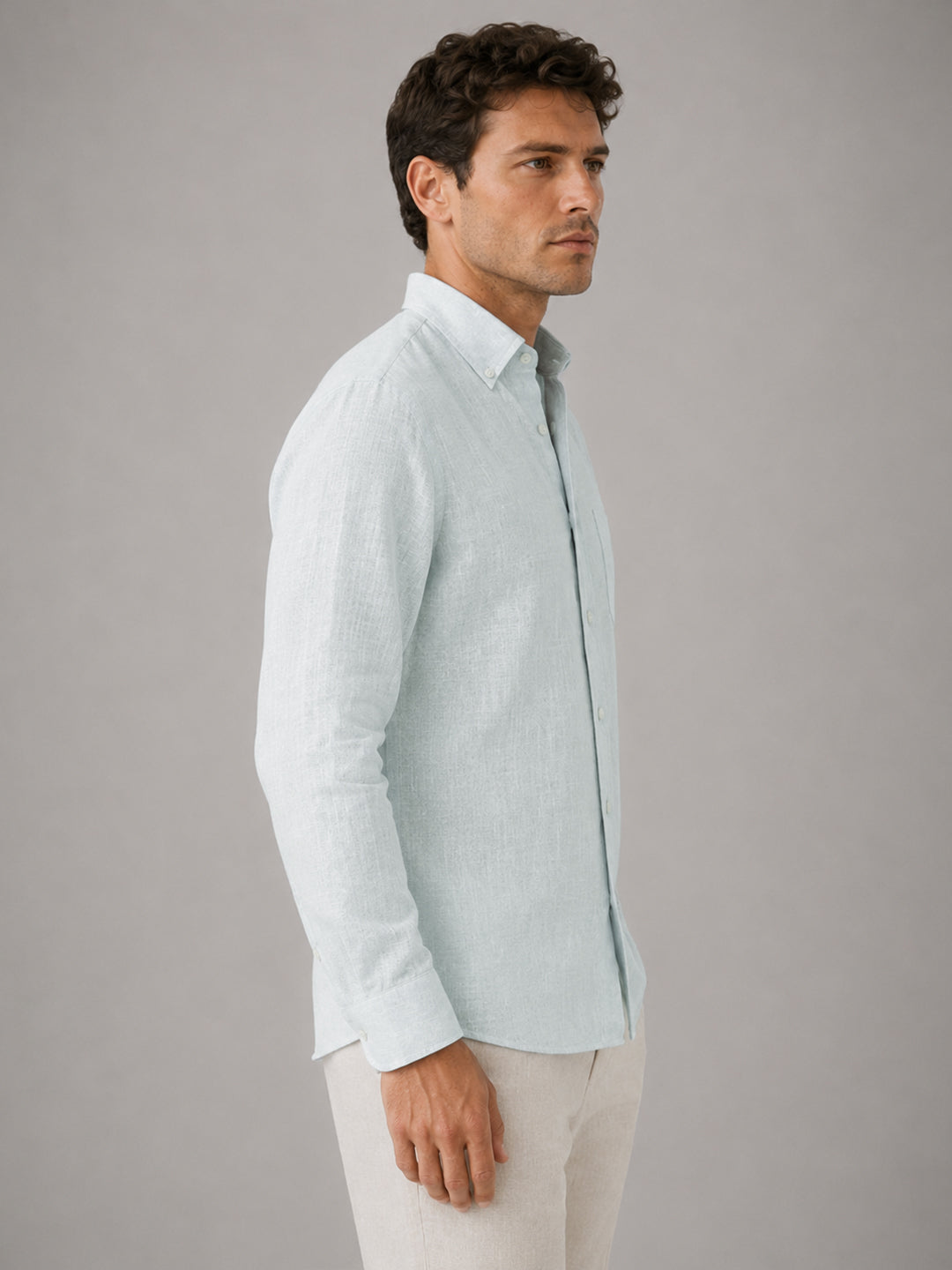 Turkish Blue Linen Shirt For Men