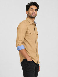 Pack Of 2 Cargo Style Cream & Brown Shirt