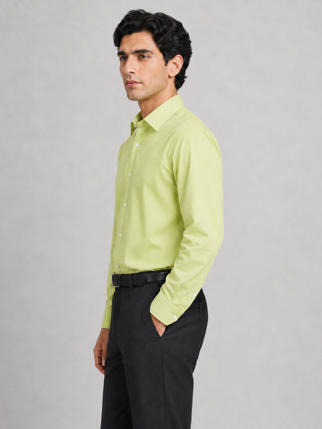 Lime Green Formal Oxford Cotton Shirt For Men