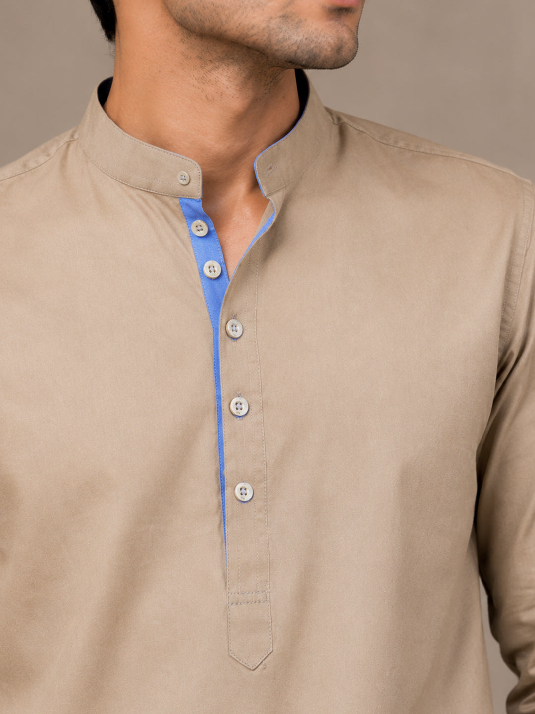 Cream Short Cargo Kurta For Men