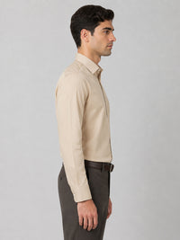 Cream Formal Oxford Cotton Shirt For Men