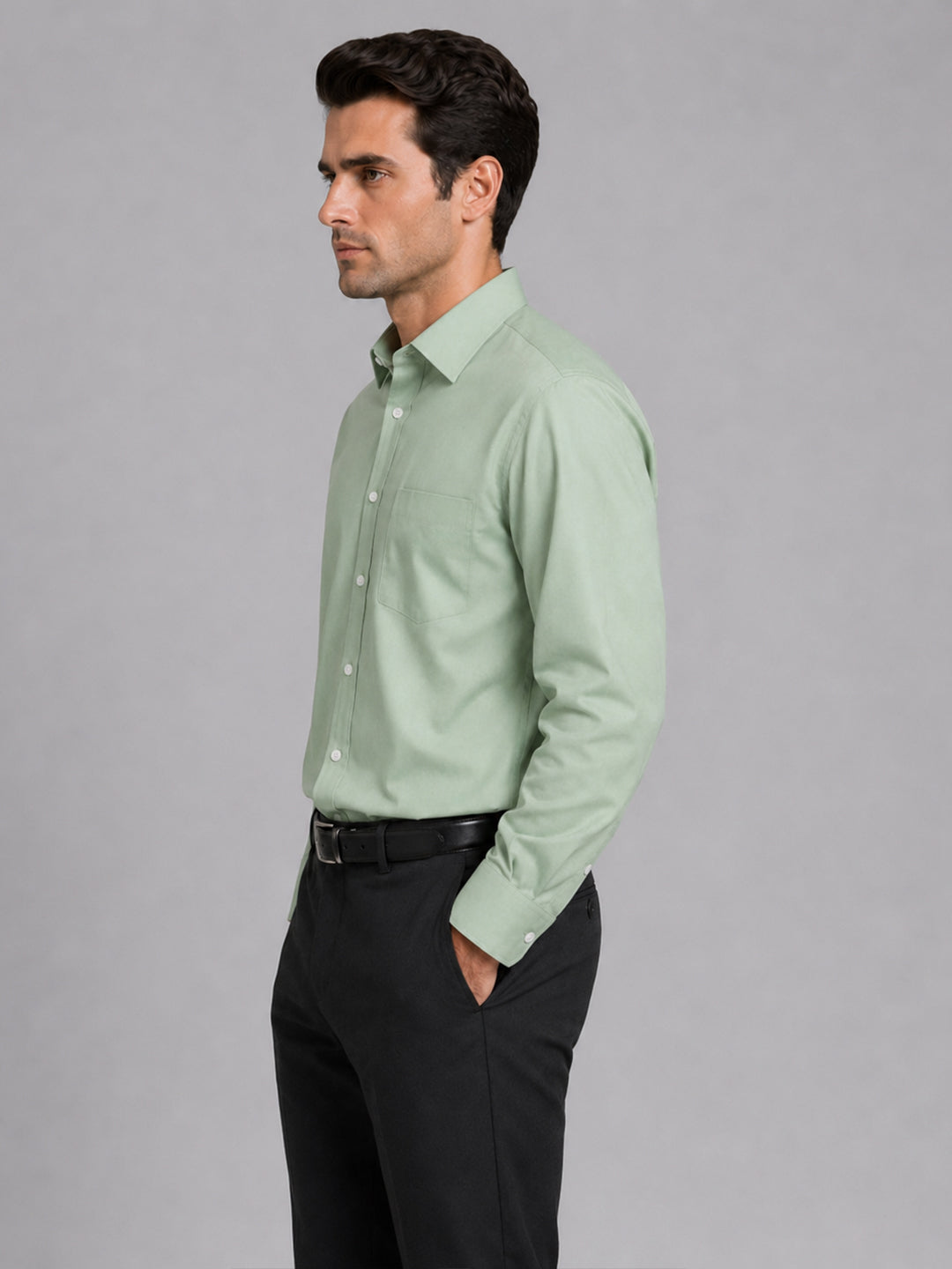 Sea Green Formal Oxford Cotton Shirt For Men