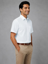Half Sleeve Paper Cotton Light Blue Shirt for Men