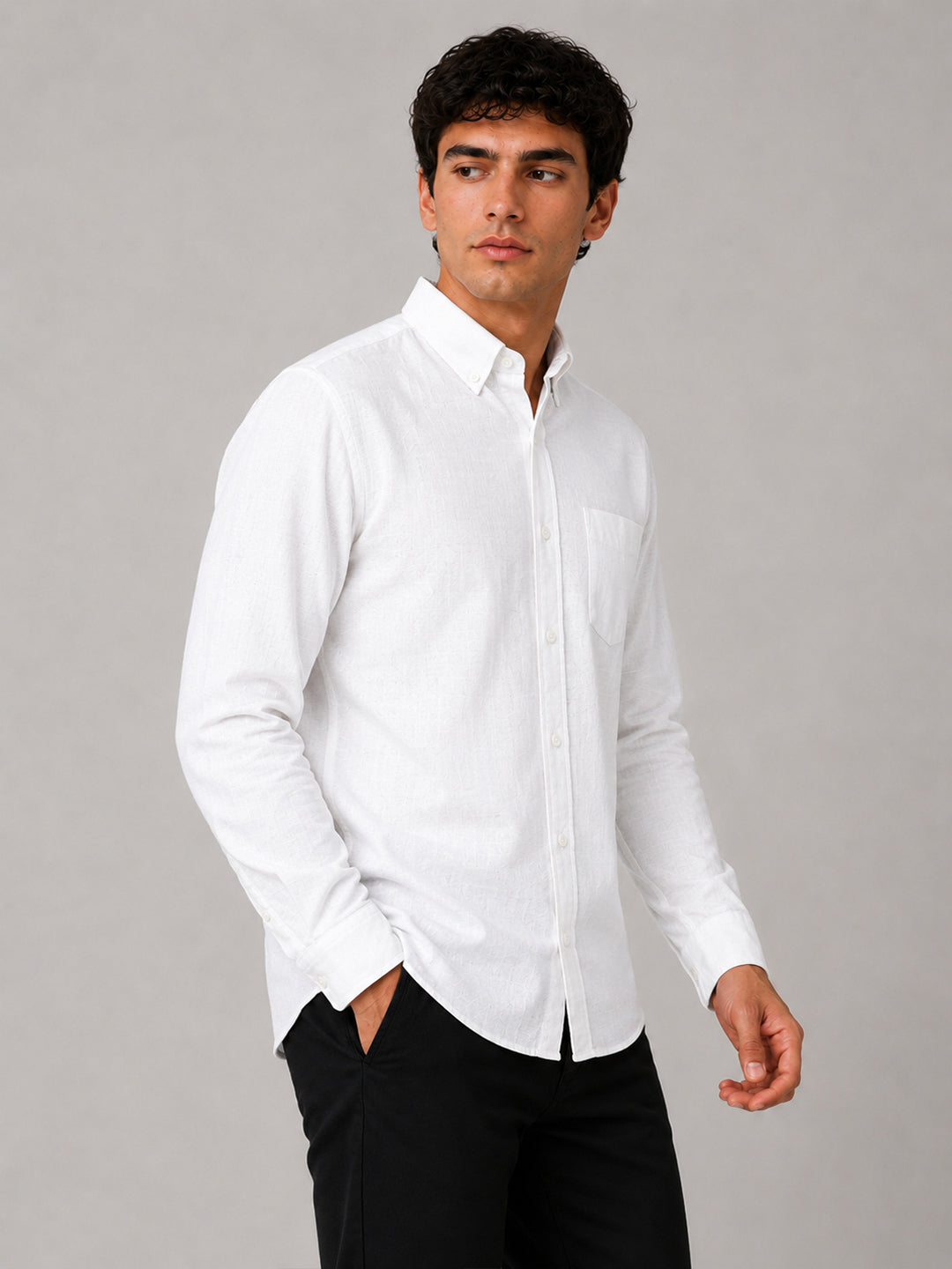 White Linear Linen Shirt