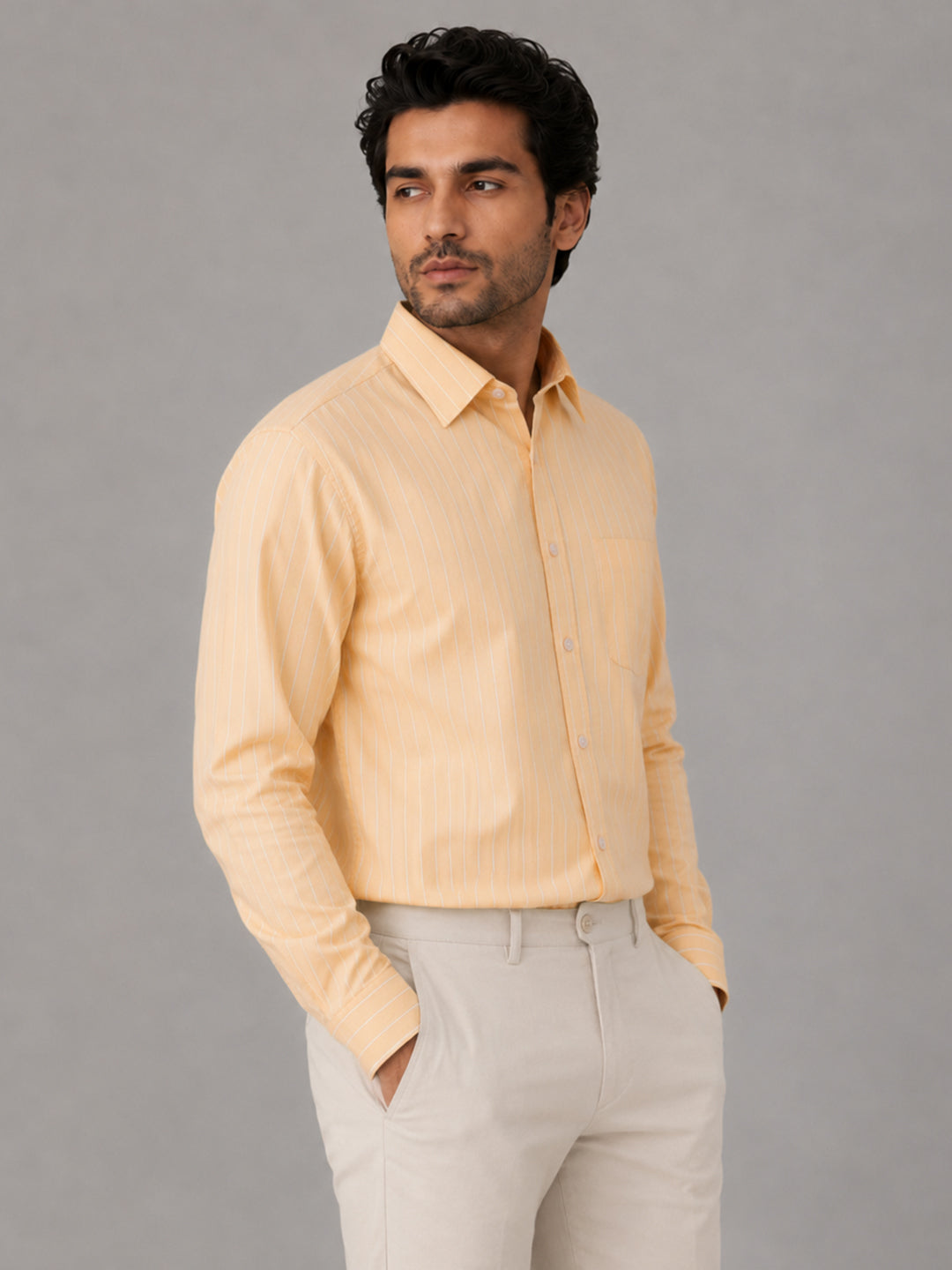Lemon Pinstripe Oxford Shirt For Men