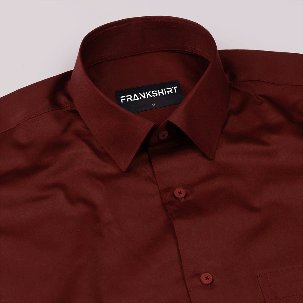 300GSM Crimson Red Premium Satin Shirt for Men