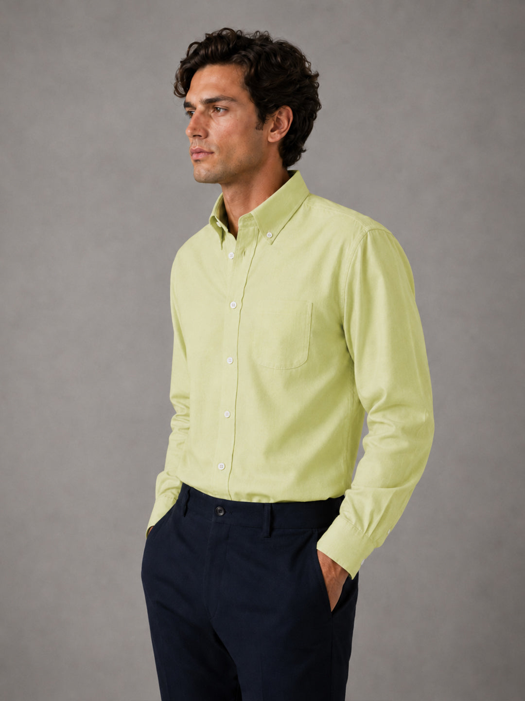 Oxford Cotton Lime Green Shirt For Men
