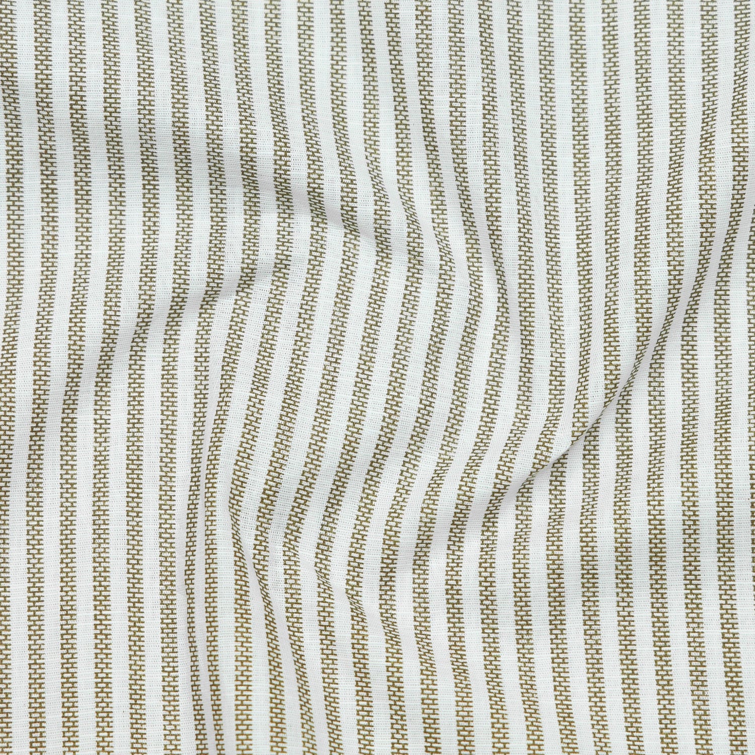 Close-up of Green and white striped fabric