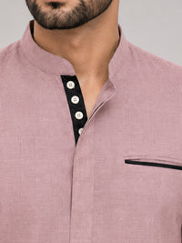 Urban Fit Rose Gold Short Linen Kurta For Men