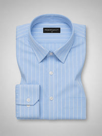 Blue Pinstripe Oxford Shirt For Men