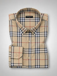 Mustard Tartan Check Cotton Shirt For Men
