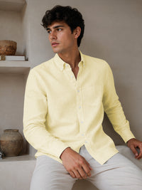 Lemon Down Button Casual Linen Shirt