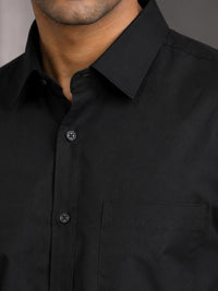 Half Sleeve Paper Cotton Black Shirt for Men