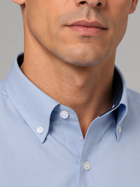 Sky Blue Satin Contrast Collar Shirt for Men