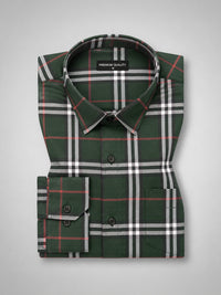 Green Tartan Check Cotton Shirt For Men