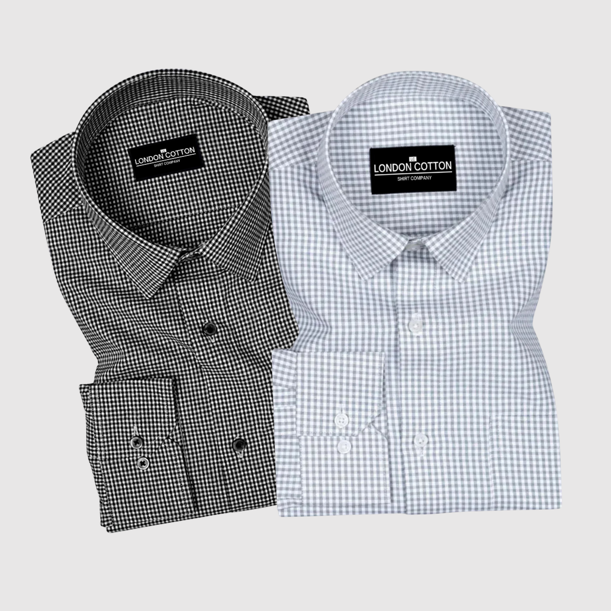 Silver & Black Premium Oxford Check Shirts – Pack of 2
