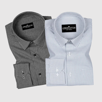 Silver & Black Premium Oxford Check Shirts – Pack of 2