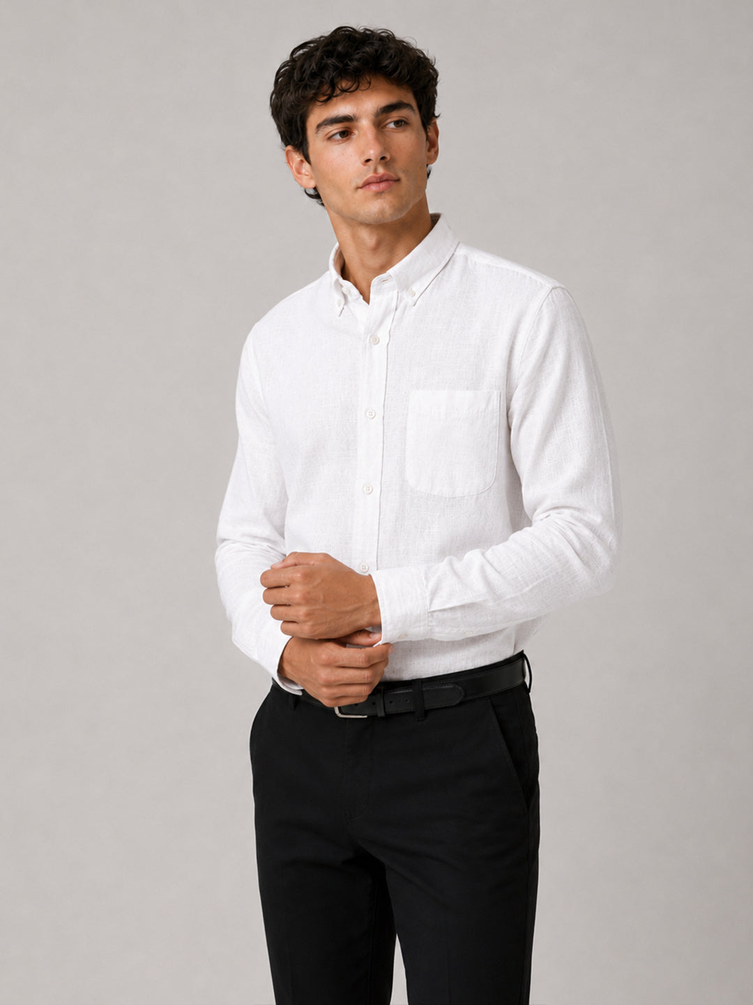 White Linear Linen Shirt