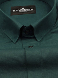 Bottle Green Linear Linen Shirt
