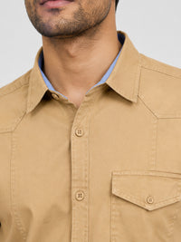Pack Of 2 Cargo Style Cream & Brown Shirt