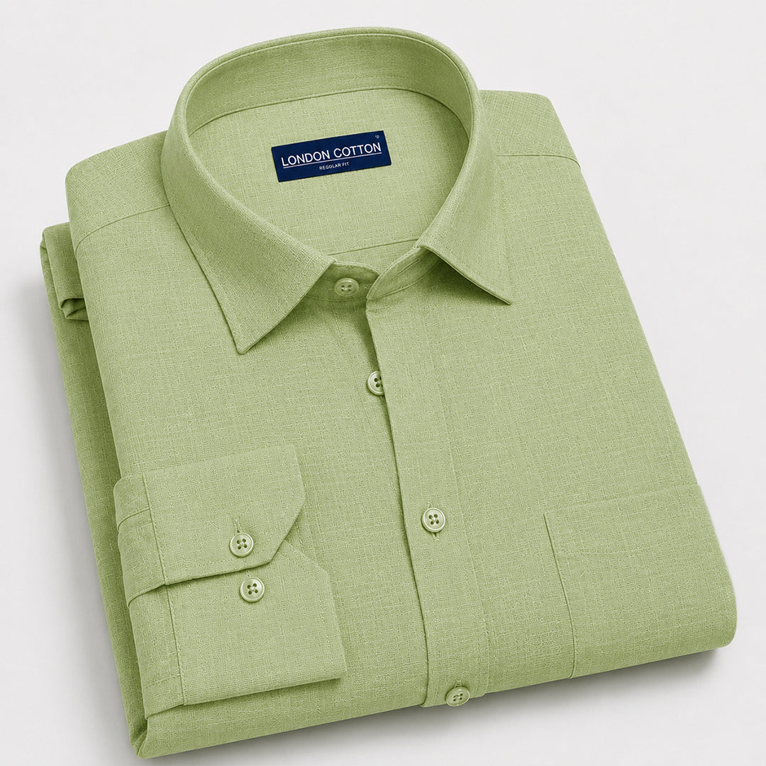 Sage Textured Linen Shirt For Men