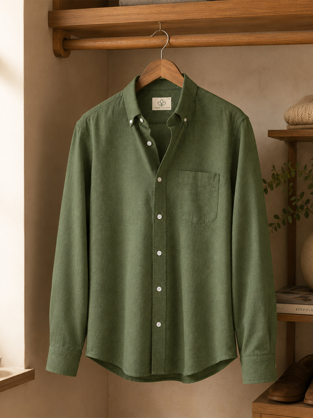 Olive Down Button Casual Linen Shirt