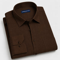 Brown Textured Linen Shirt For Men