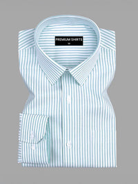 Sky Blue Stripe Oxford Premium Cotton Shirt For Men