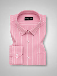 Dark Pink Pinstripe Oxford Shirt For Men