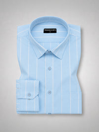 Sky Blue Pinstripe Oxford Shirt For Men