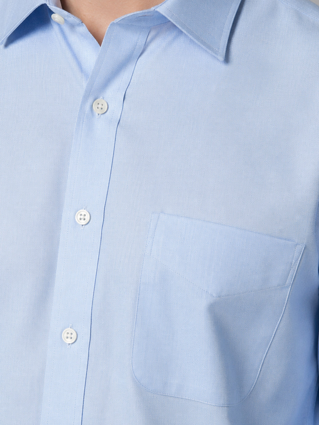Sky Blue Formal Oxford Cotton Shirt For Men
