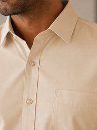 Half Sleeve Paper Cotton Soft Beige Shirt for Men