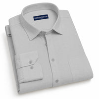 Silver Textured Linen Shirt For Men