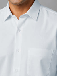 Half Sleeve Paper Cotton Light Blue Shirt for Men