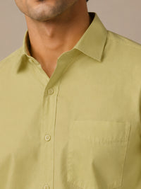 Paper Cotton Light Green Shirt for Men