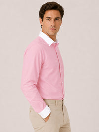 Pack of 2 White Collar Oxford Cotton Shirt For Men (Dark Grey & Pink)