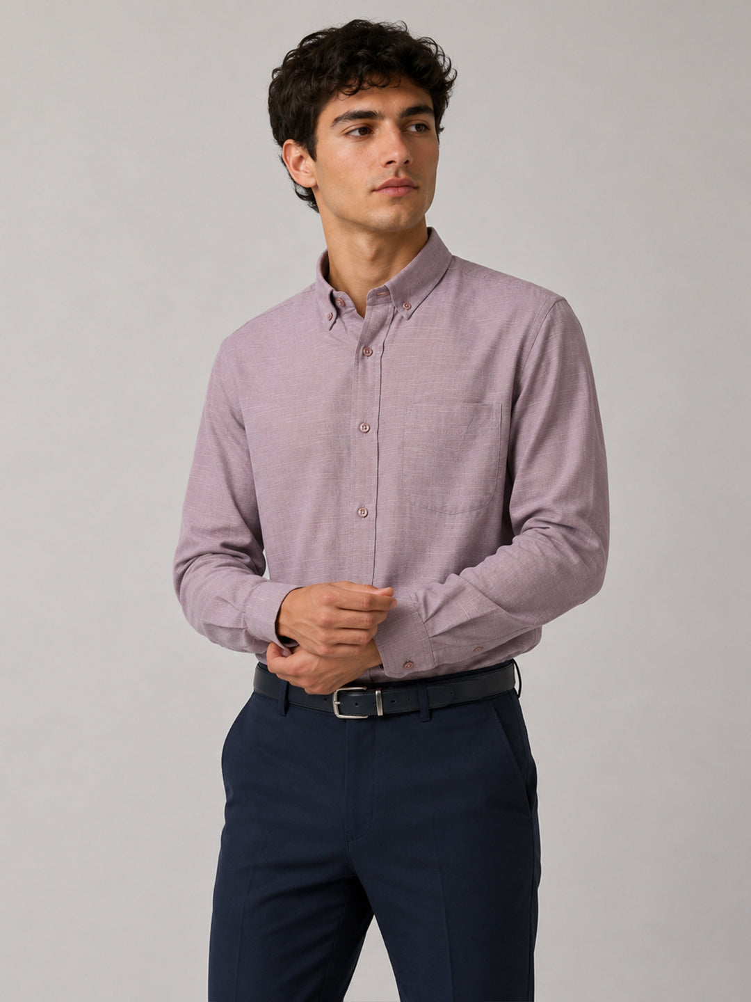 Lavender Linear Linen Shirt