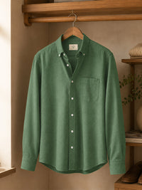 Green Down Button Casual Linen Shirt