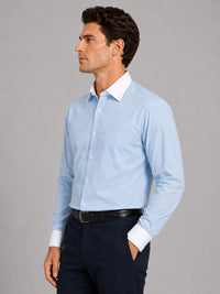 Pack of 2 White Collar Oxford Cotton Shirt For Men (Dark Grey & Sky Blue)