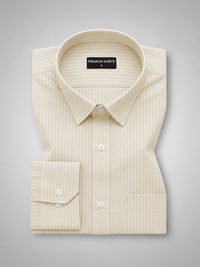 Cream Pinstripe Oxford Shirt For Men