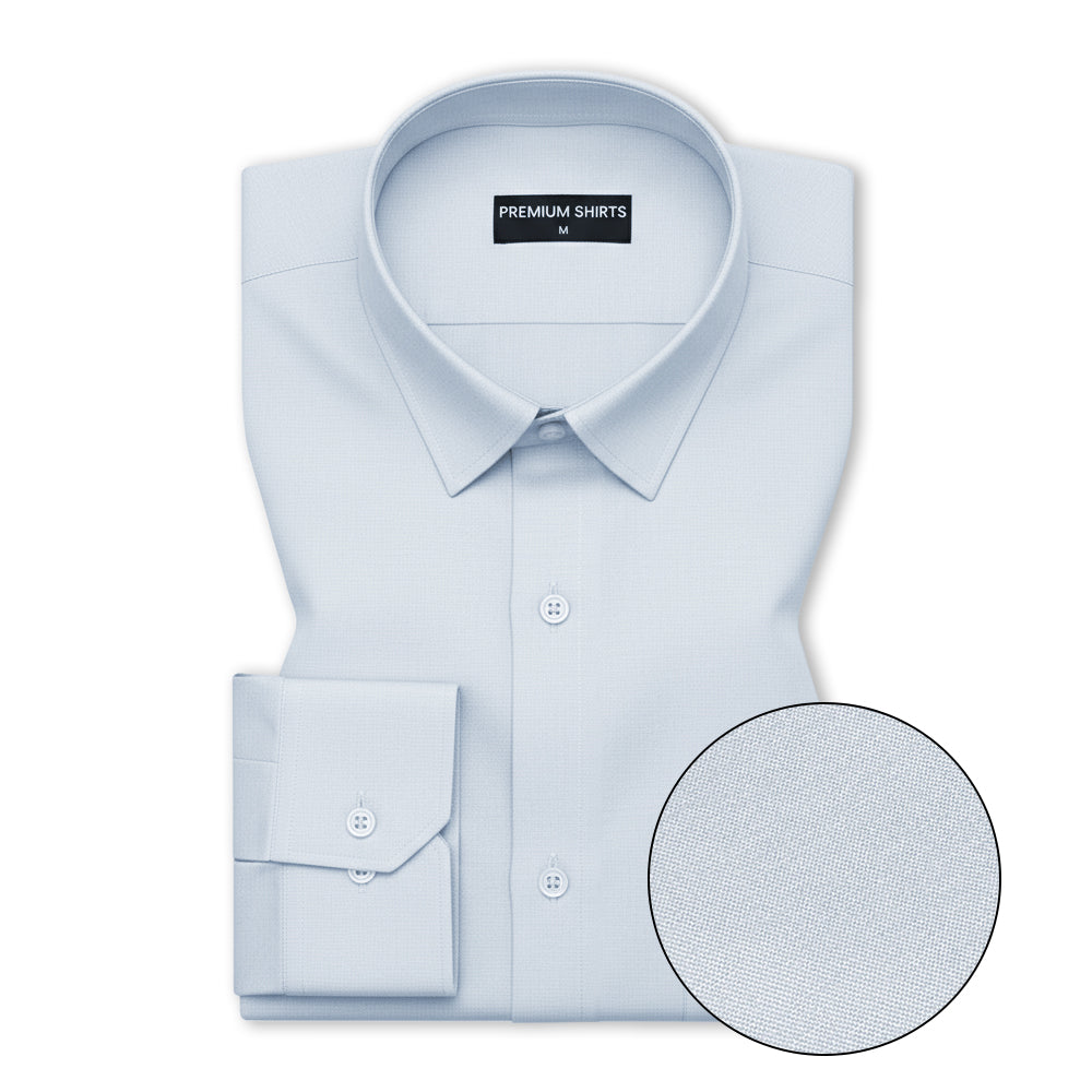 Ice Blue Oxford Cotton Shirt For Men