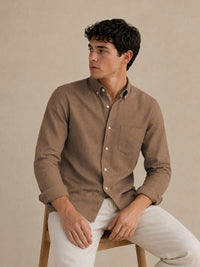 Brown Down Button Casual Linen Shirt