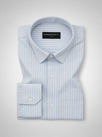 Firozi Blue Pinstripe Oxford Shirt For Men