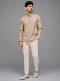 Cream Short Cargo Kurta For Men