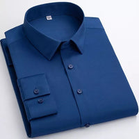 Classic Cotton Royal Blue Blend Solid Shirts For Man