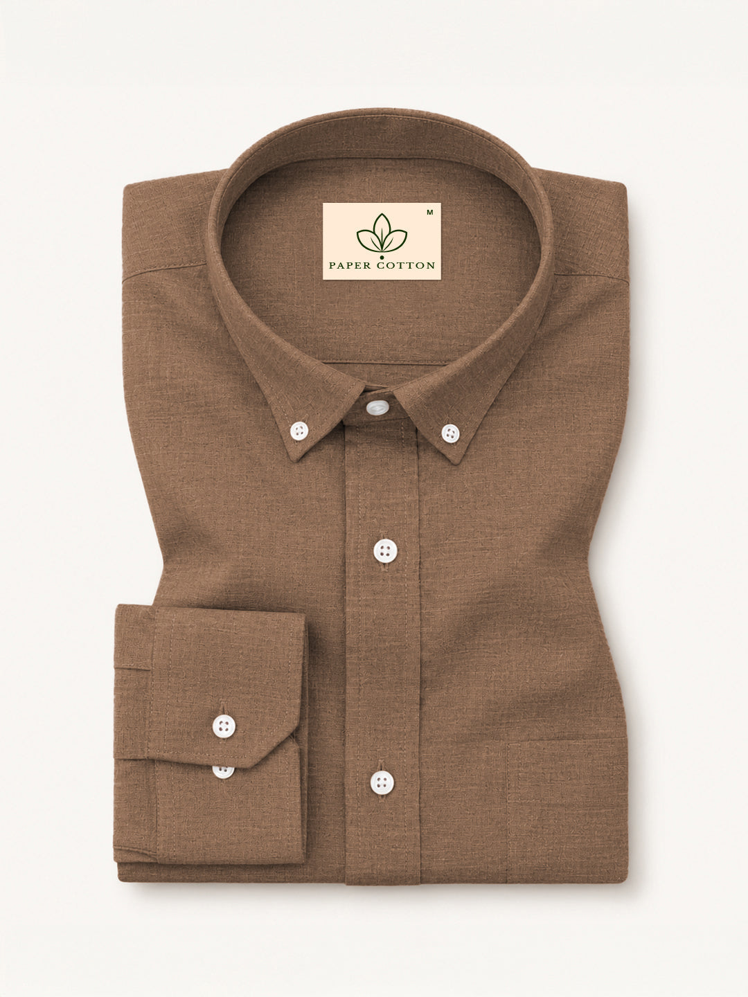 Brown Down Button Casual Linen Shirt